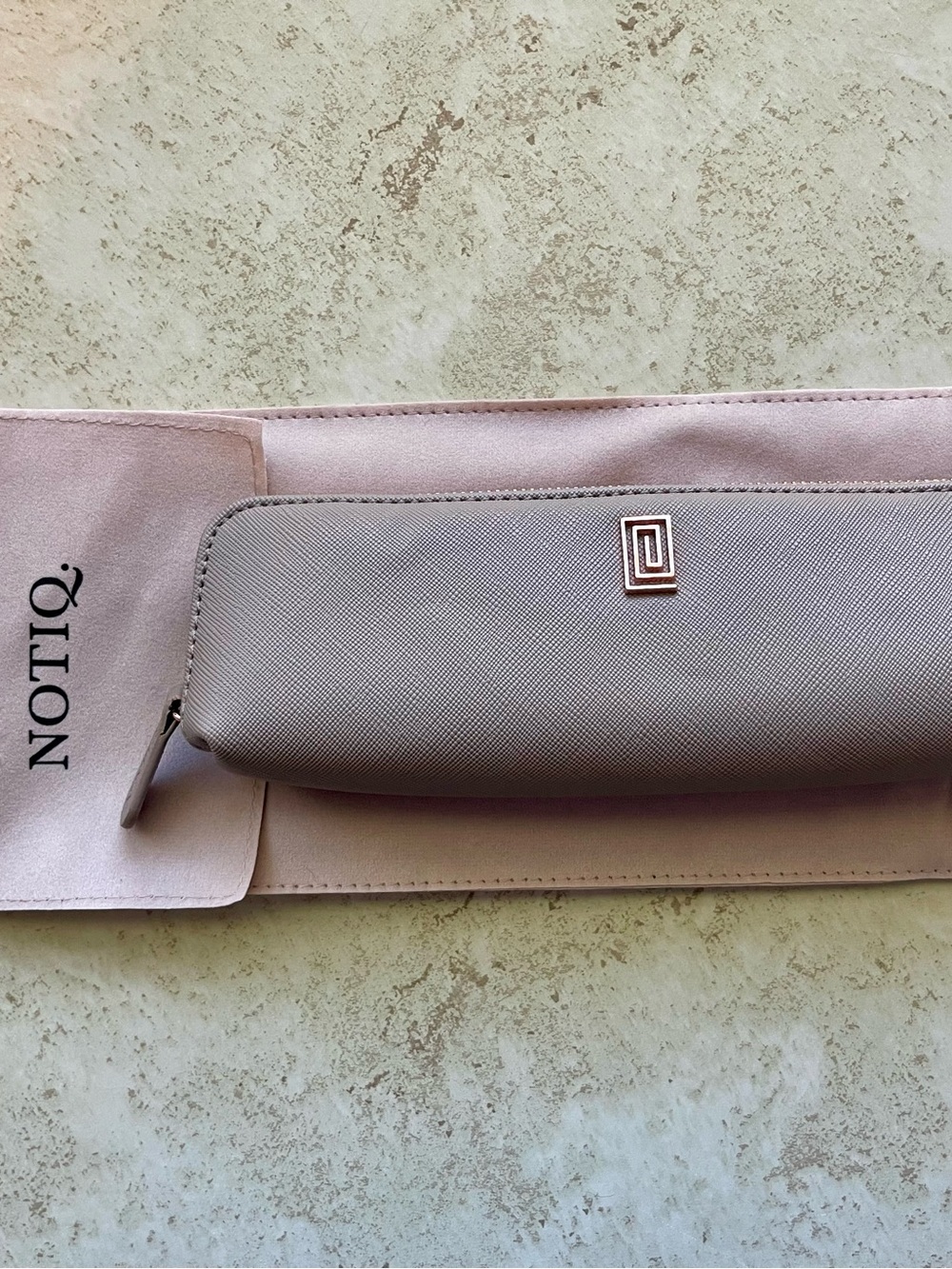 NOTIQ Stone Gray Saffiano Pouch